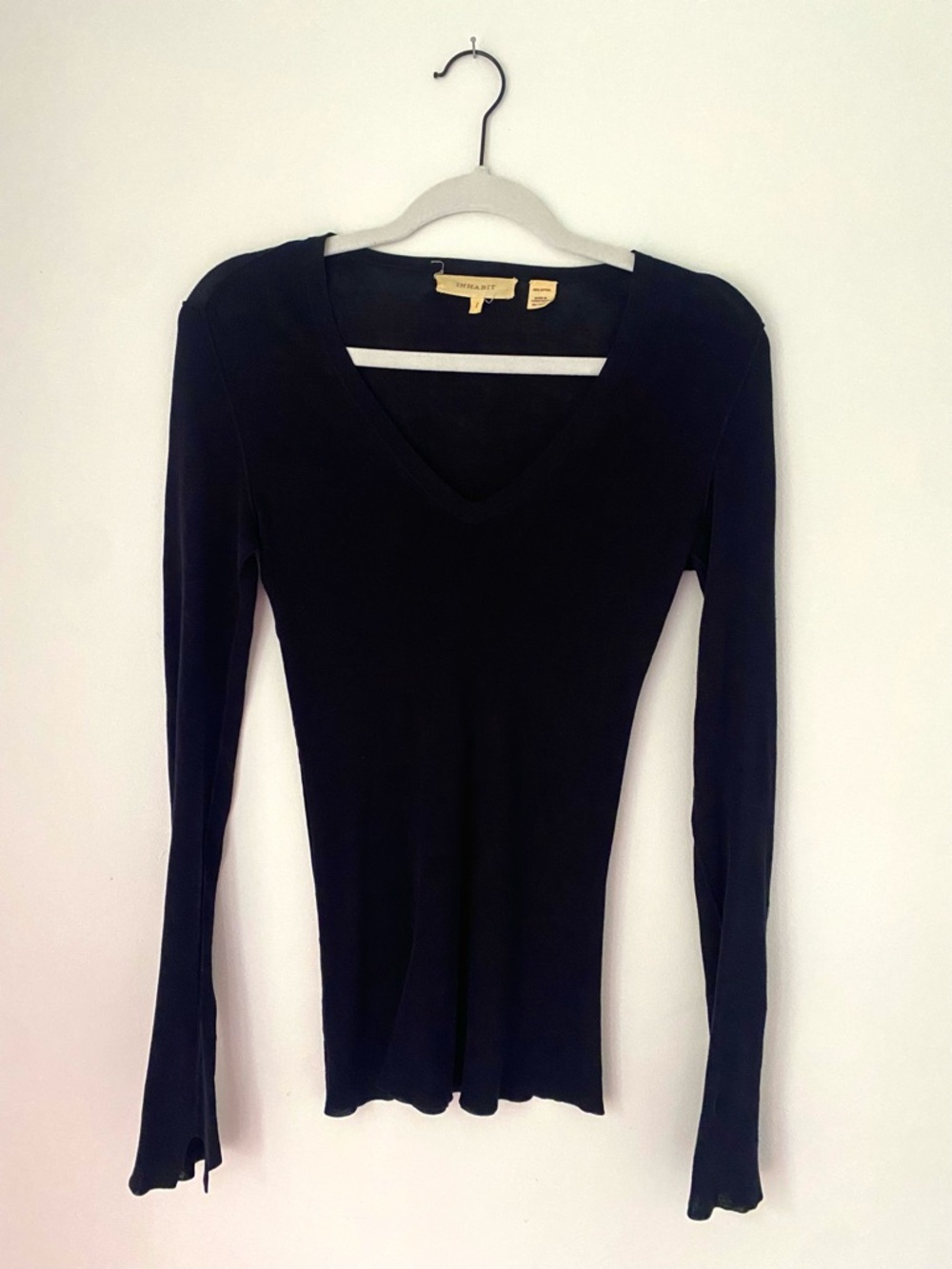 Inhabit Dark Navy/Black Long-Sleeve V-Neck Top